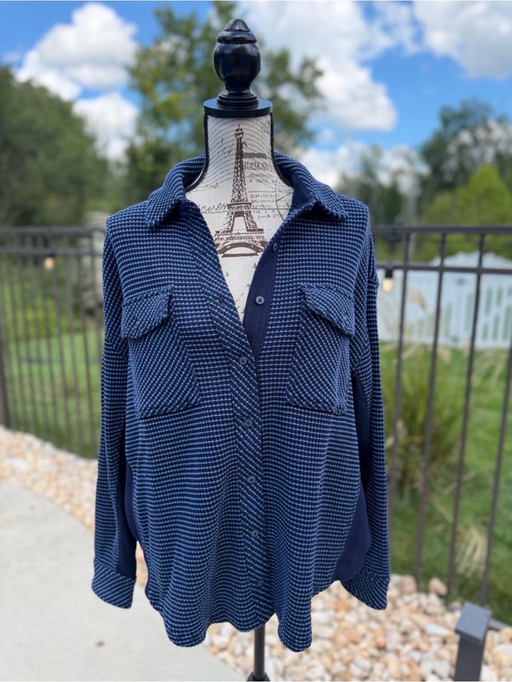 aerie Navy Textured Button-Down Shirt